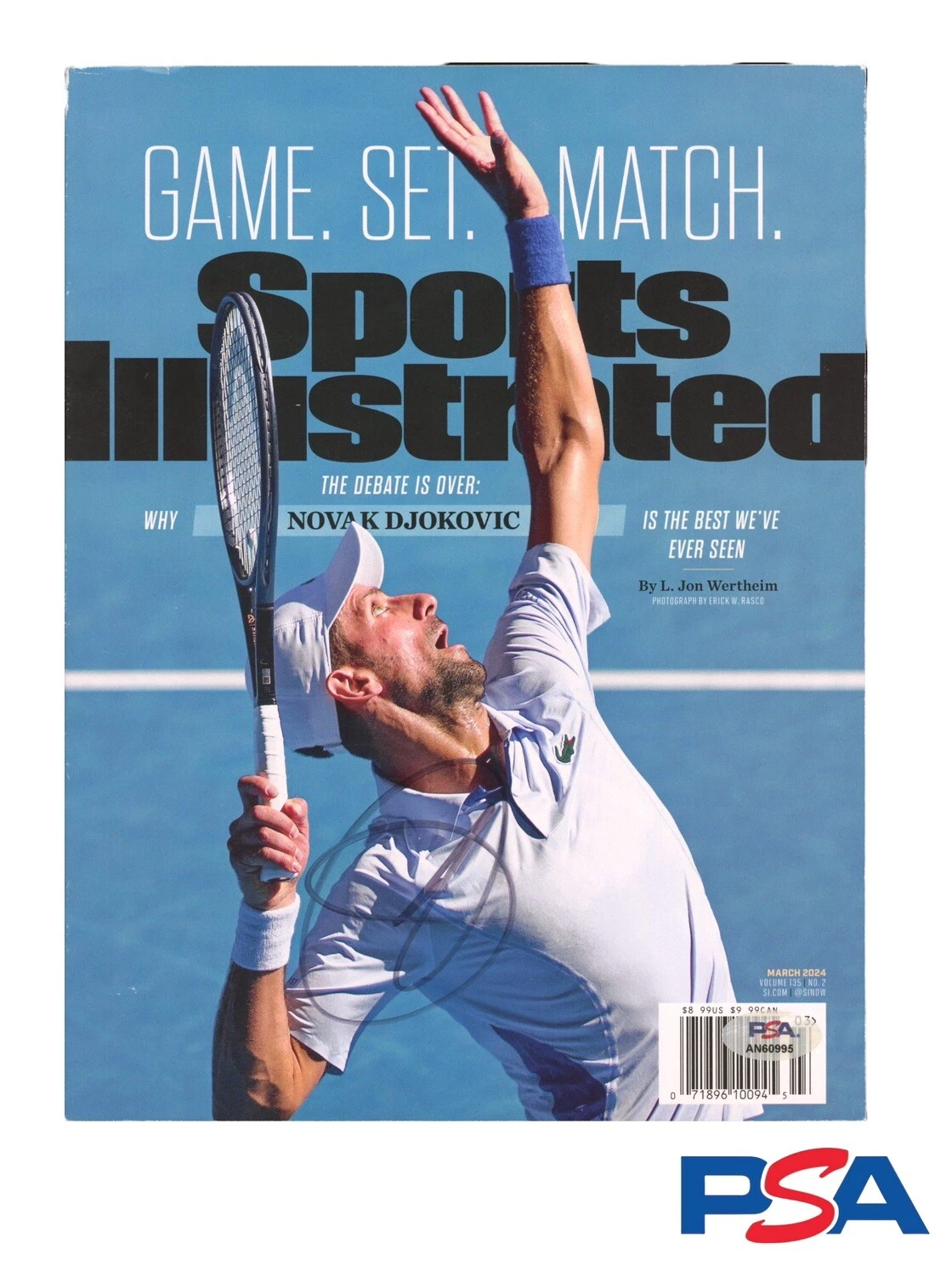 Novak Djokovic Signed March 2024 Sports Illustrated Full Magazine Psa/Dna Auto