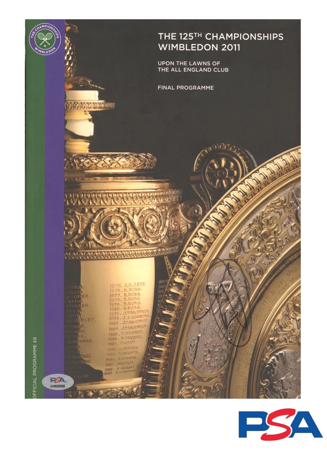 Novak Djokovic Signed 2011 Wimbledon Final Official Program Psa/Dna Champion