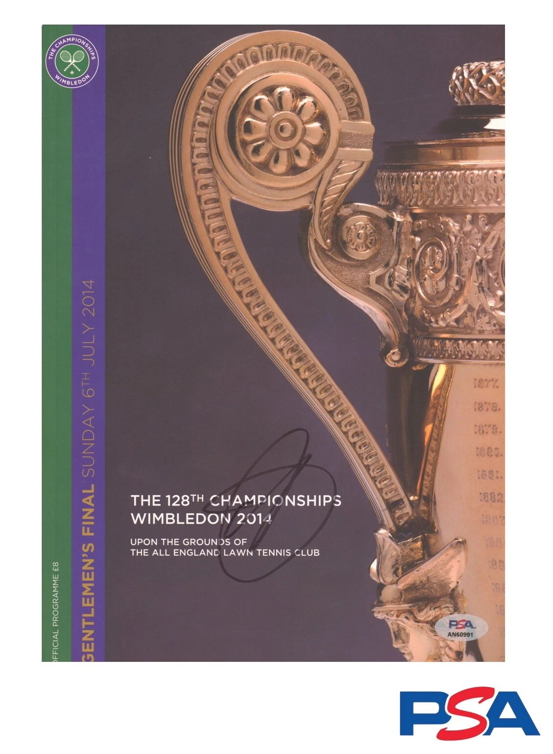 Novak Djokovic Signed 2014 Wimbledon Final Official Program Psa/Dna Champion