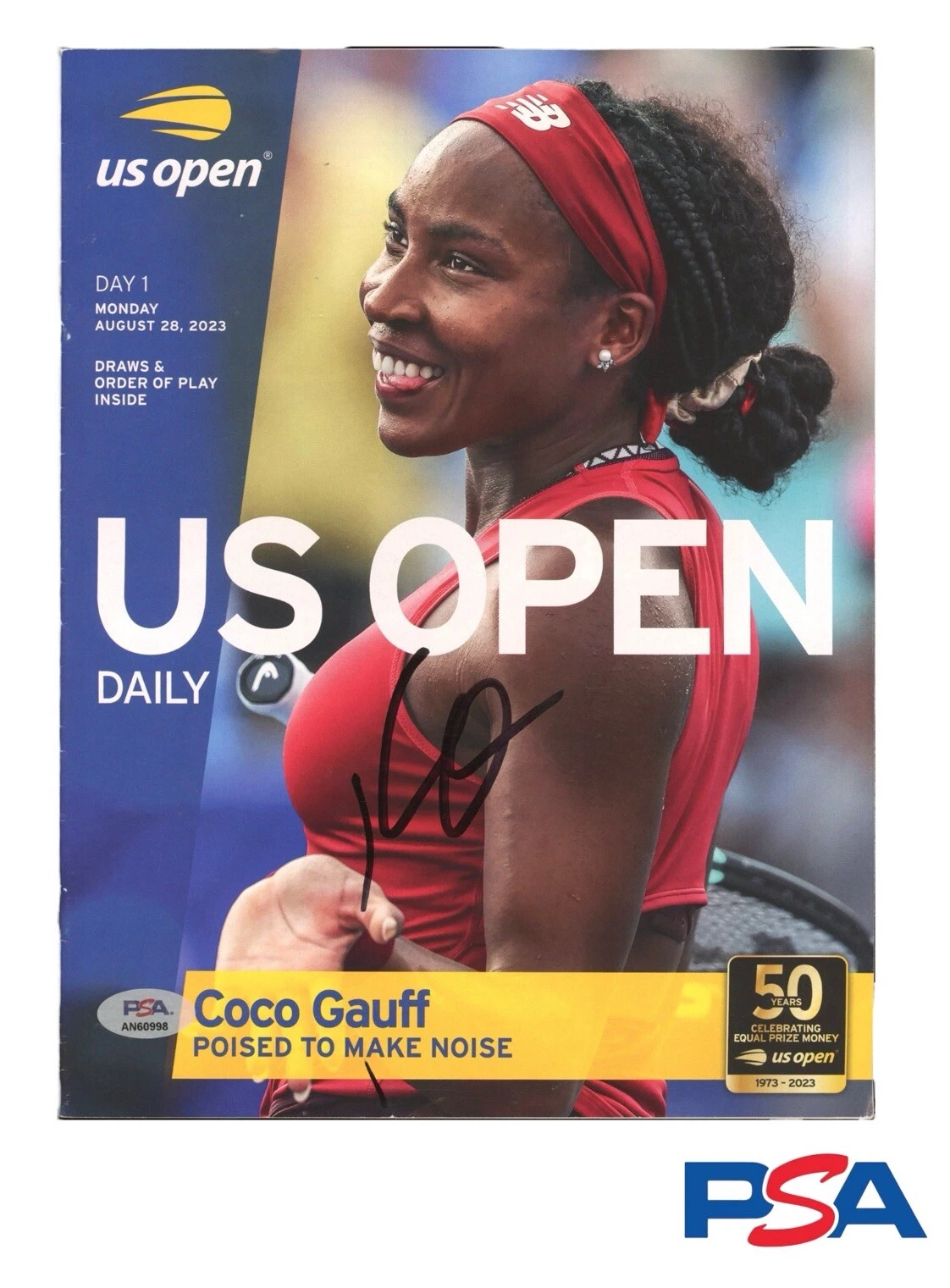 Coco Gauff Signed 2023 US Open Championships Daily Program Psa/Dna Auto Champion