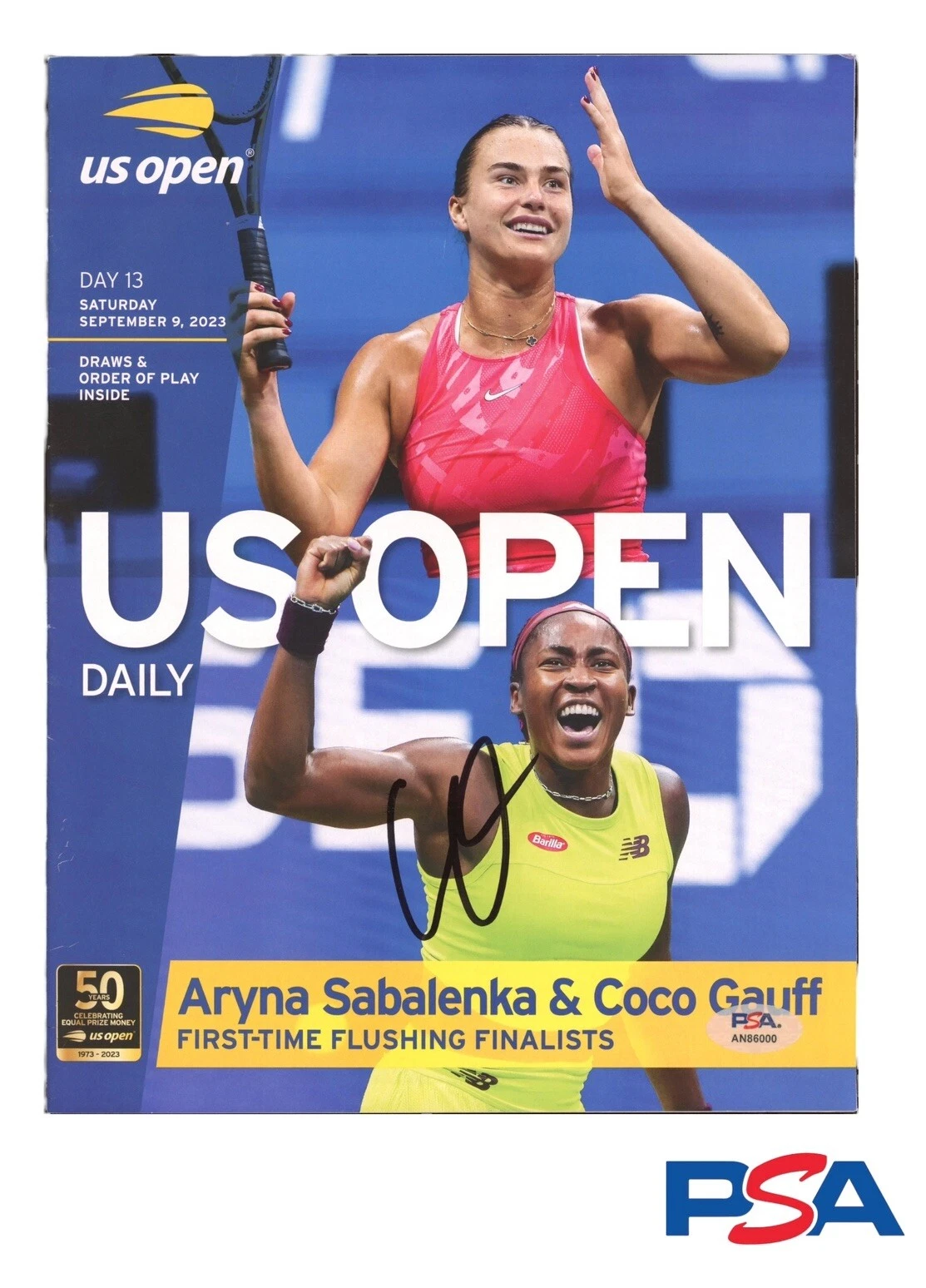 Coco Gauff Signed 2023 US Open Womens Final Program Psa/Dna Auto Champion
