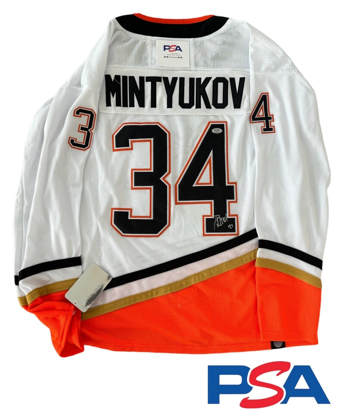 Pavel Mintyukov Signed Autographed Anaheim Ducks #34 Jersey Psa/Dna Auto