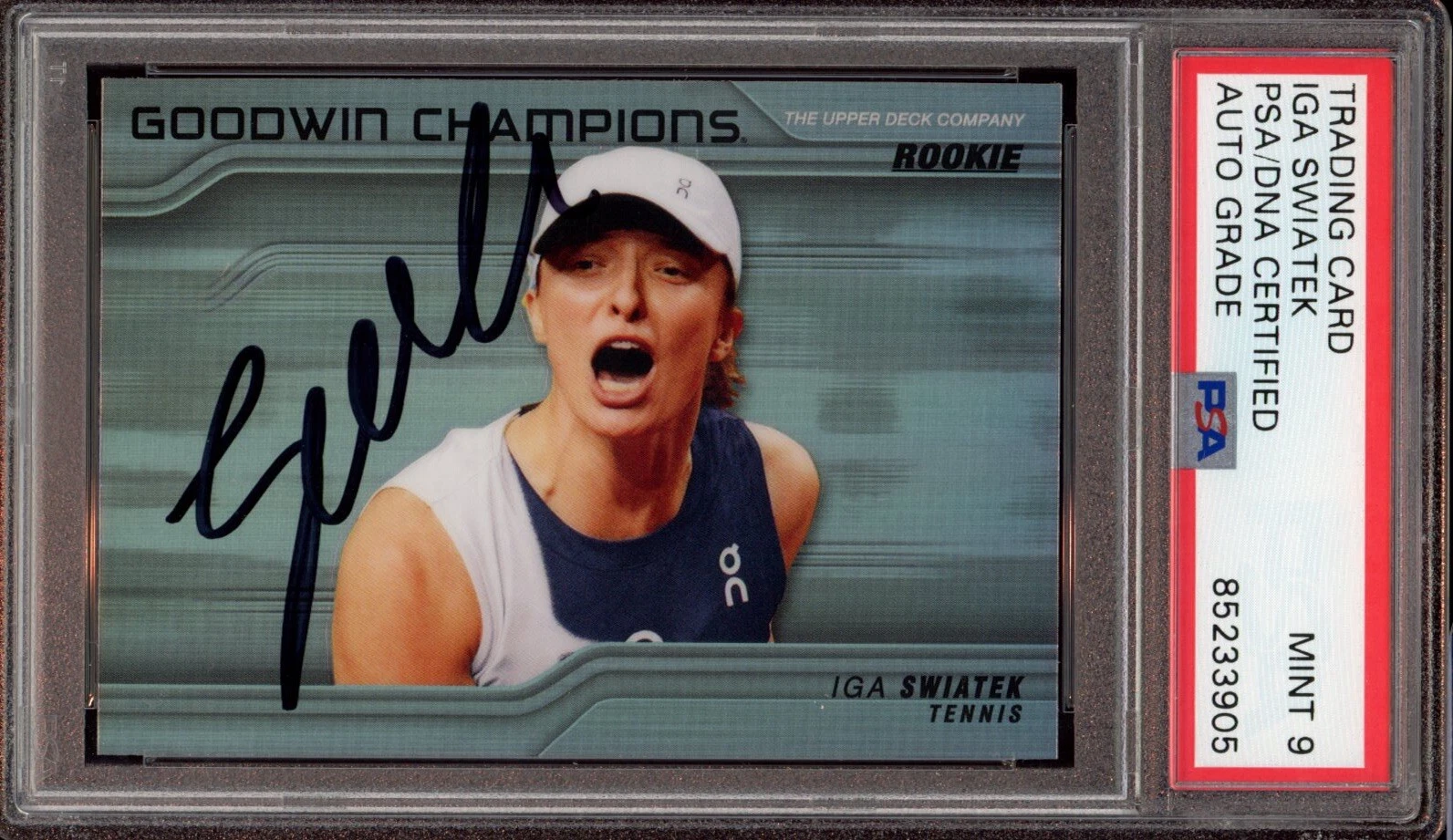 Iga Swiatek Signed 2023 UD Goodwin Champions Rookie Platinum Psa MINT 9 AUTO RC