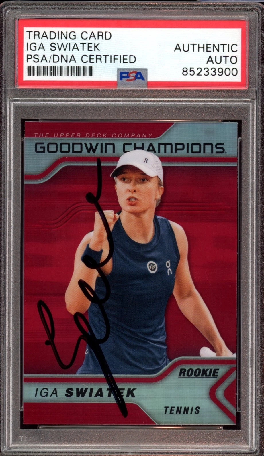 Iga Swiatek Signed 2023 UD Goodwin Champions Rookie Platinum Red Psa/Dna Auto RC