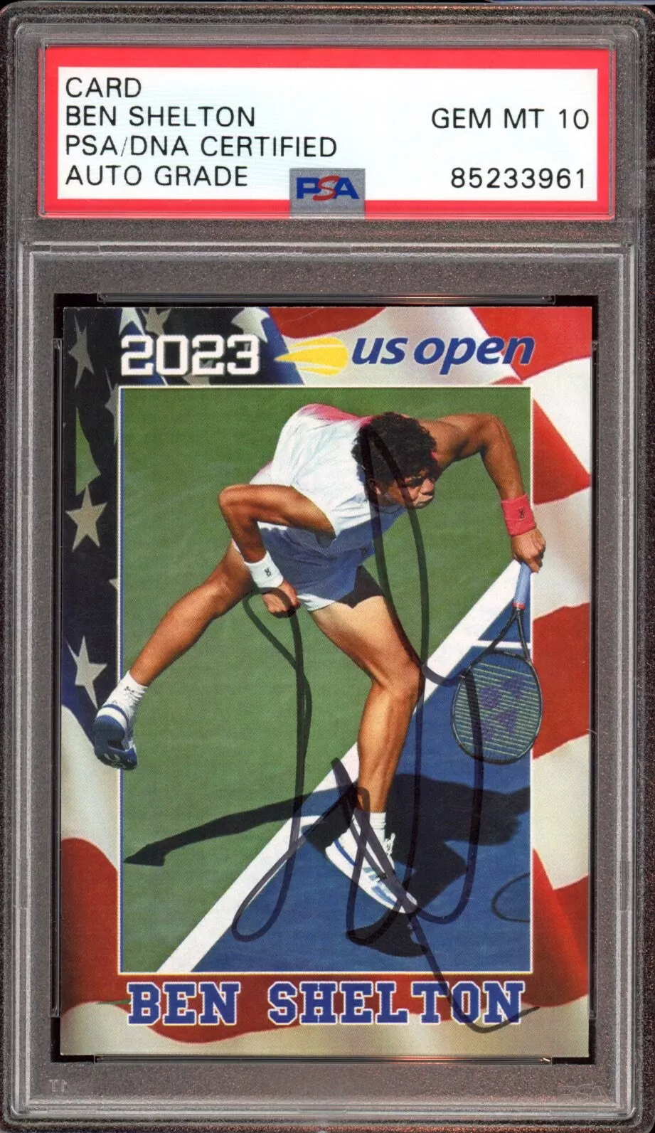 Ben Shelton Signed 2023 Pro Net US Open Rookie Card Auto Psa GEM MINT 10 AUTO RC