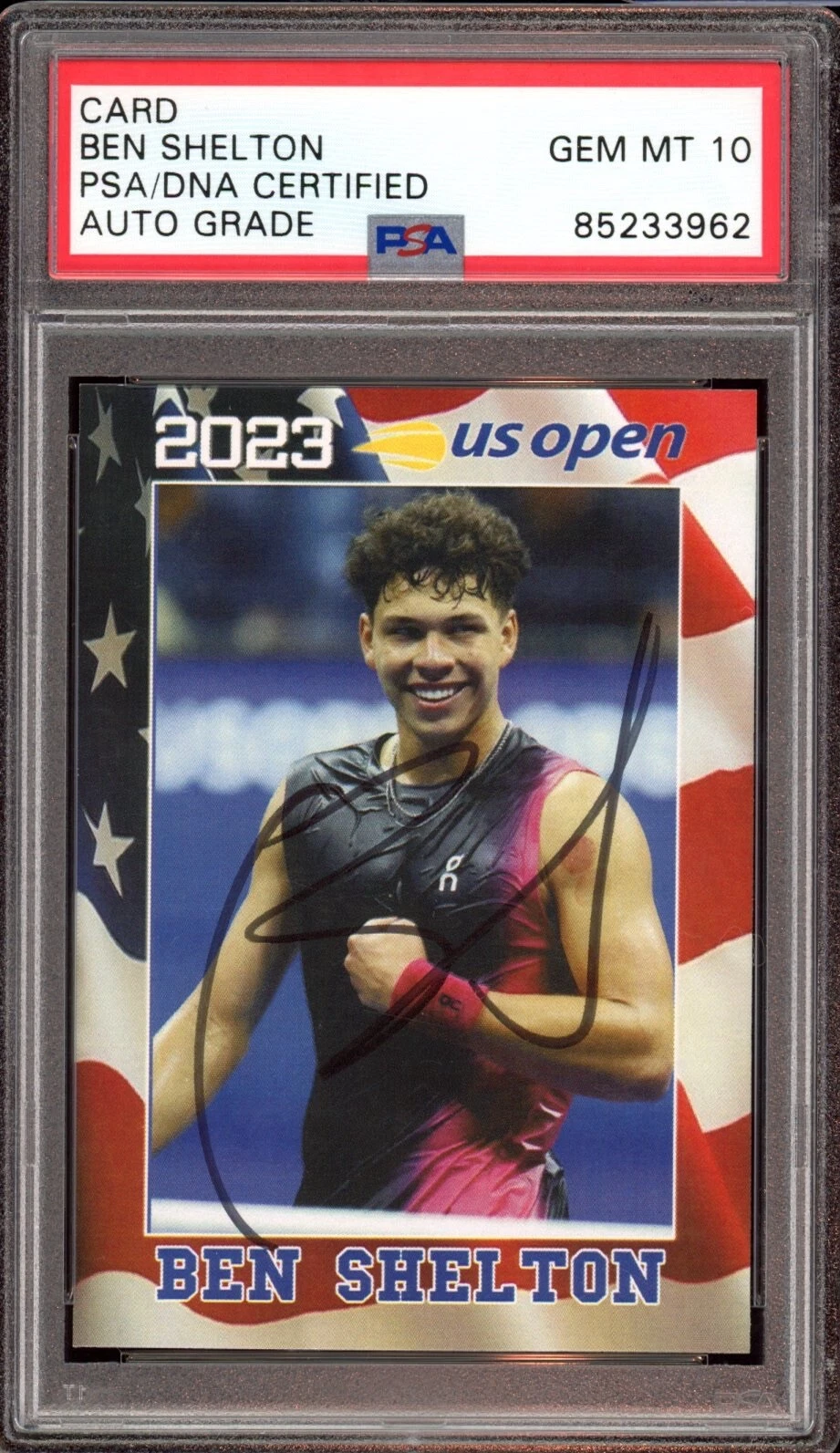 Ben Shelton Signed 2023 Pro Net US Open Rookie Card Auto Psa GEM MINT 10 AUTO RC
