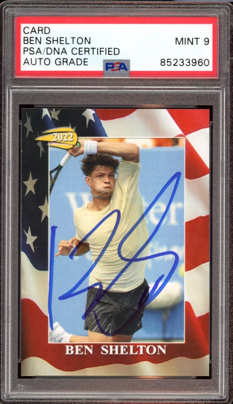 Ben Shelton Signed 2022 Pro Net US Open Rookie Card 1/100 Psa/Dna MINT 9 AUTO RC