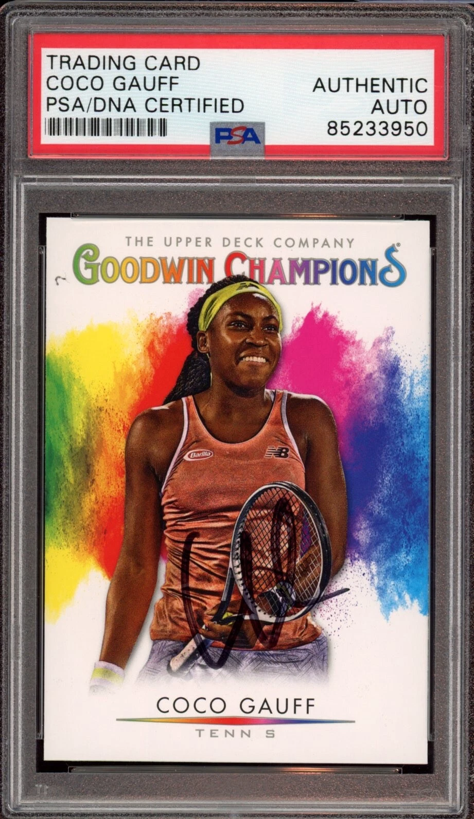 Coco Gauff Signed 2021 UD Goodwin Champions Splash Of Color Rookie #135 Psa Auto