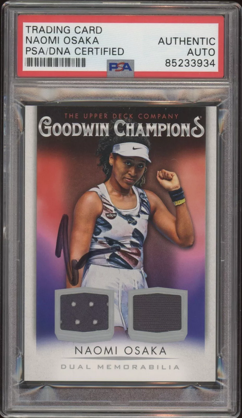 Naomi Osaka Signed 2021 Upper Deck Goodwin Champions Dual Memorabilia Psa Auto