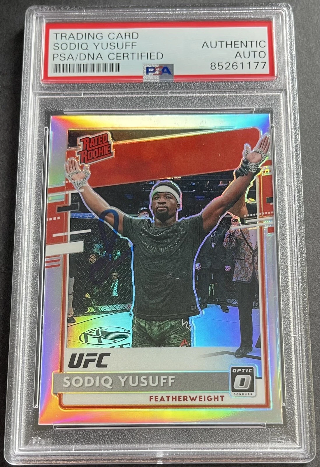 Sodiq Yusuff 2021 Optic Silver Rookie Card Signed Auto UFC Fighter PSA/DNA Slab
