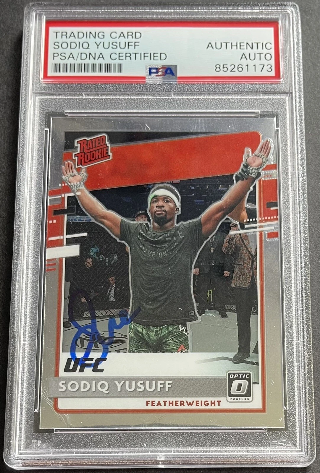 Sodiq Yusuff 2021 Optic Rookie Card Signed Auto UFC Fighter PSA/DNA Slab