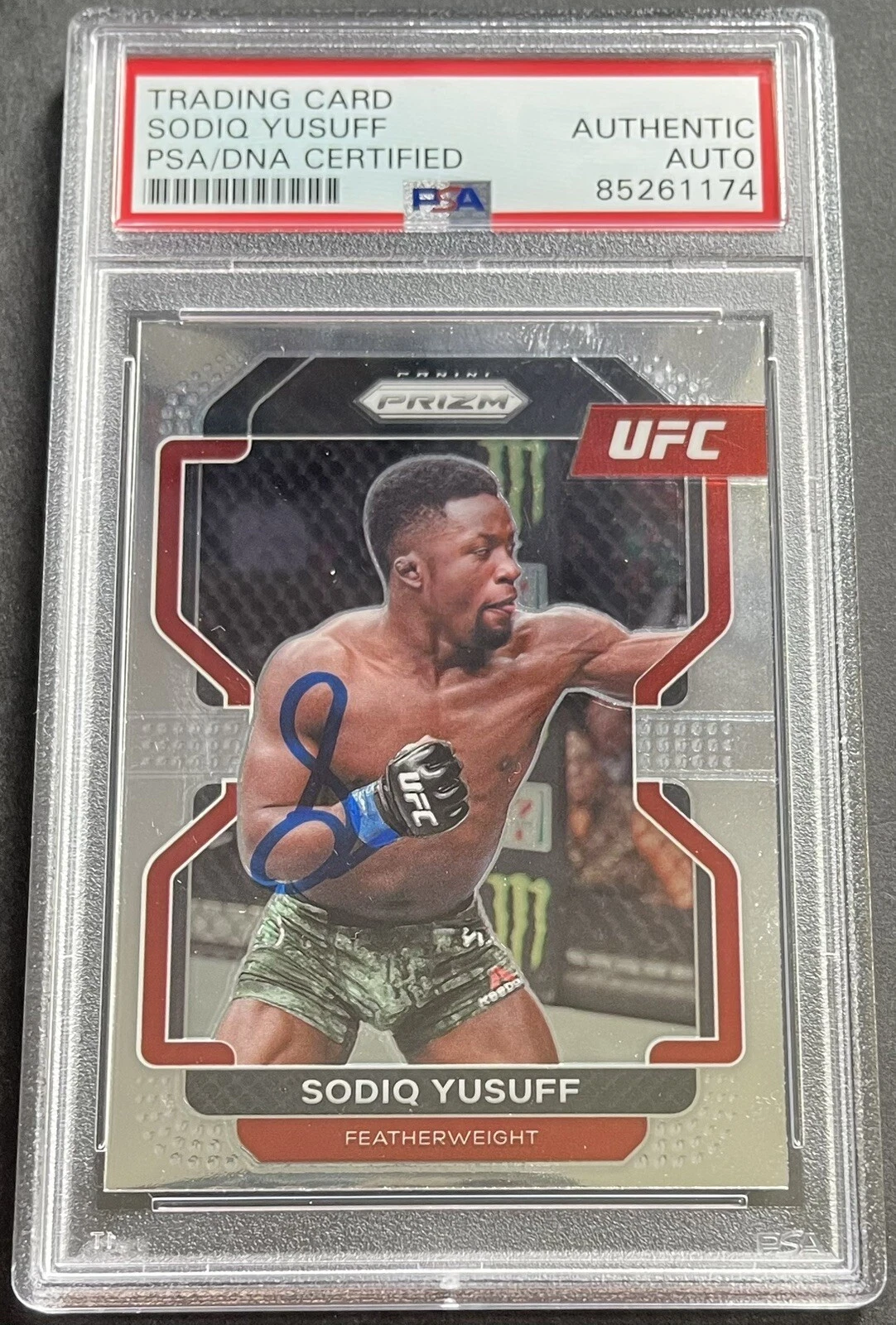 Sodiq Yusuff 2022 Prizm Base Card Signed Auto UFC Fighter PSA/DNA Slab