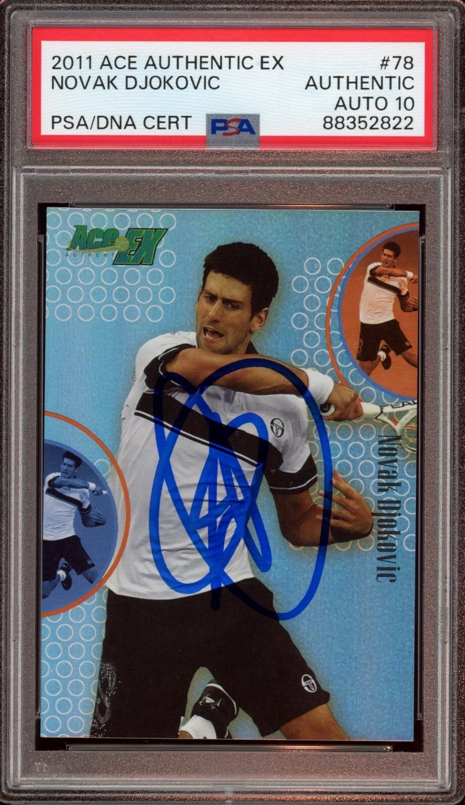 2011 Ace Authentic EX #78 Novak Djokovic Signed Card Psa/Dna GEM MINT 10 AUTO