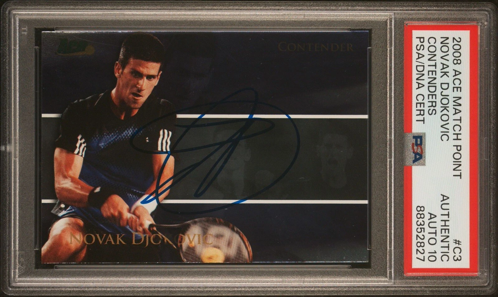 2008 Ace Authentic Novak Djokovic Match Point Contenders Card Psa GEM MT 10 AUTO
