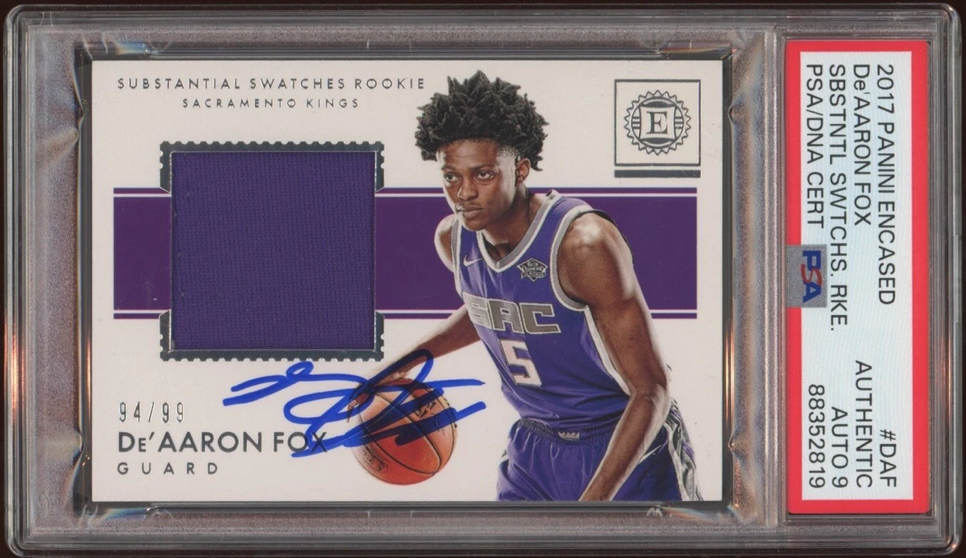 2017 Panini Encased De’Aaron Fox Rookie Substantial Swatches /99 Psa MINT 9 AUTO