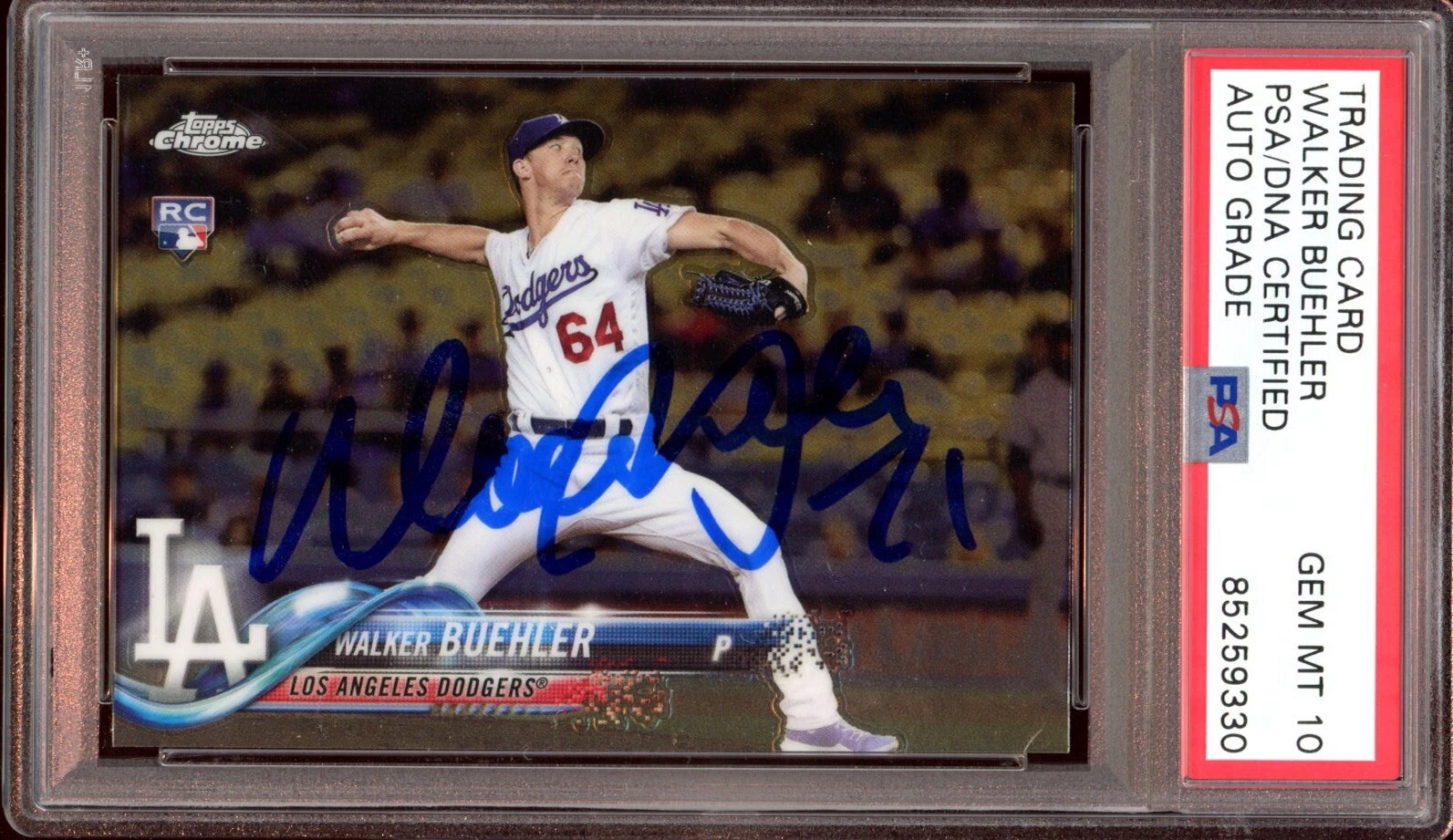 2018 Topps Chrome #71 Walker Buehler Signed Rookie Card Psa GEM MINT 10 AUTO RC