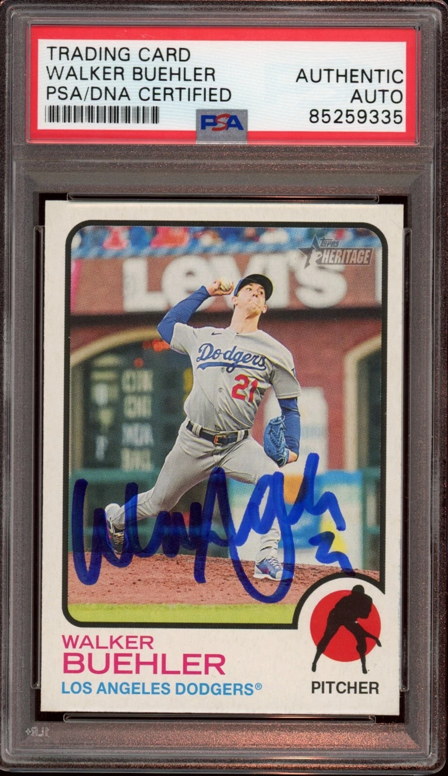 2022 Topps Heritage #127 Walker Buehler Signed Card Psa/Dna Auto LA Dodgers
