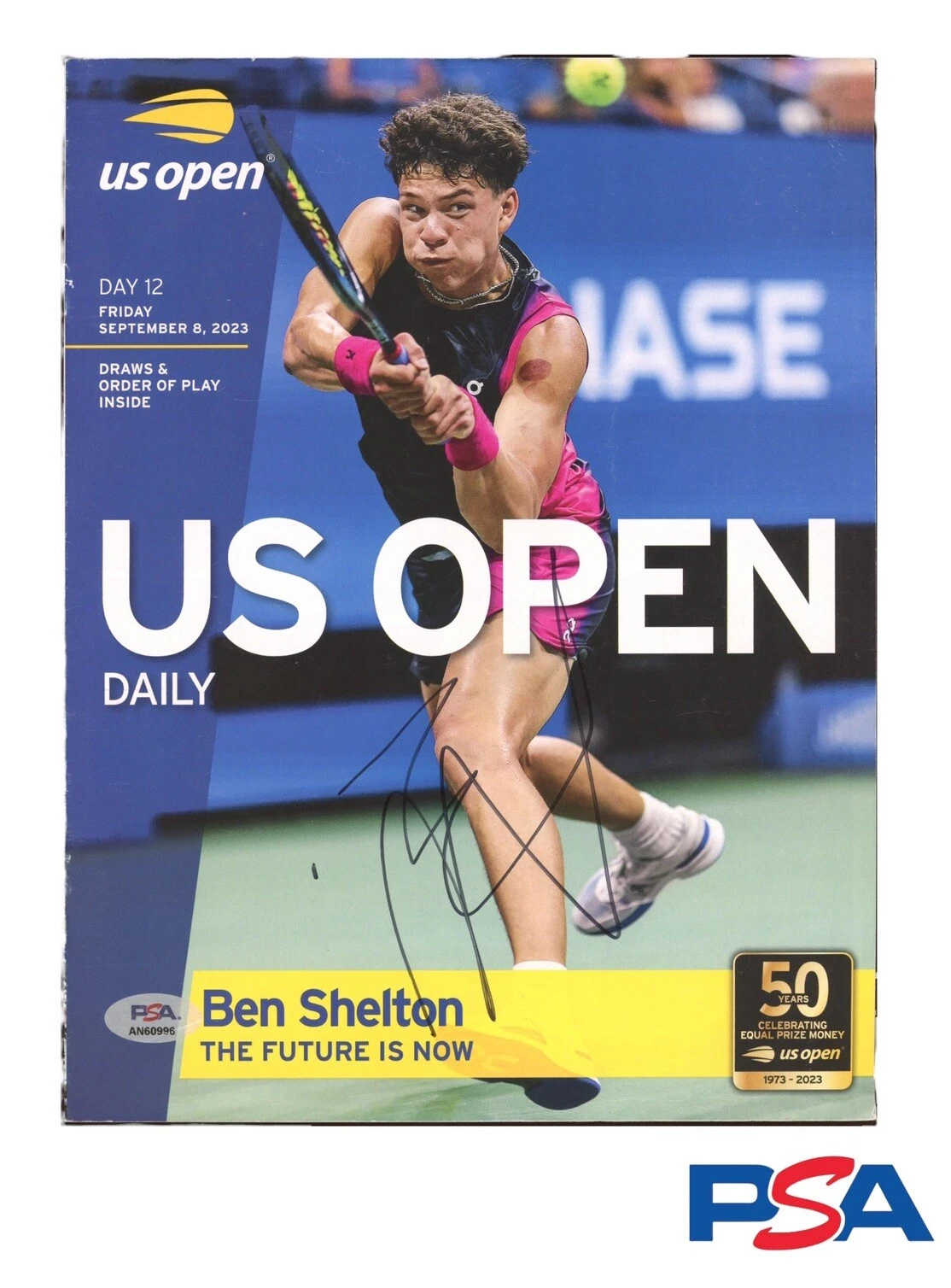 Ben Shelton Signed 2023 US OPEN Championships Daily Program Magazine PSA AUTO