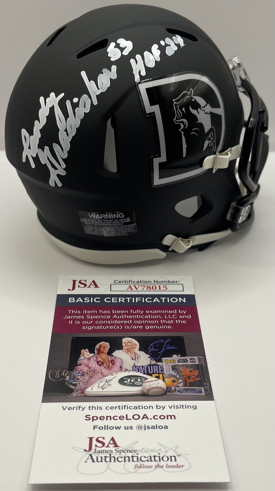 Randy Gradishar Signed Autographed Denver Broncos Black Mini Helmet JSA COA