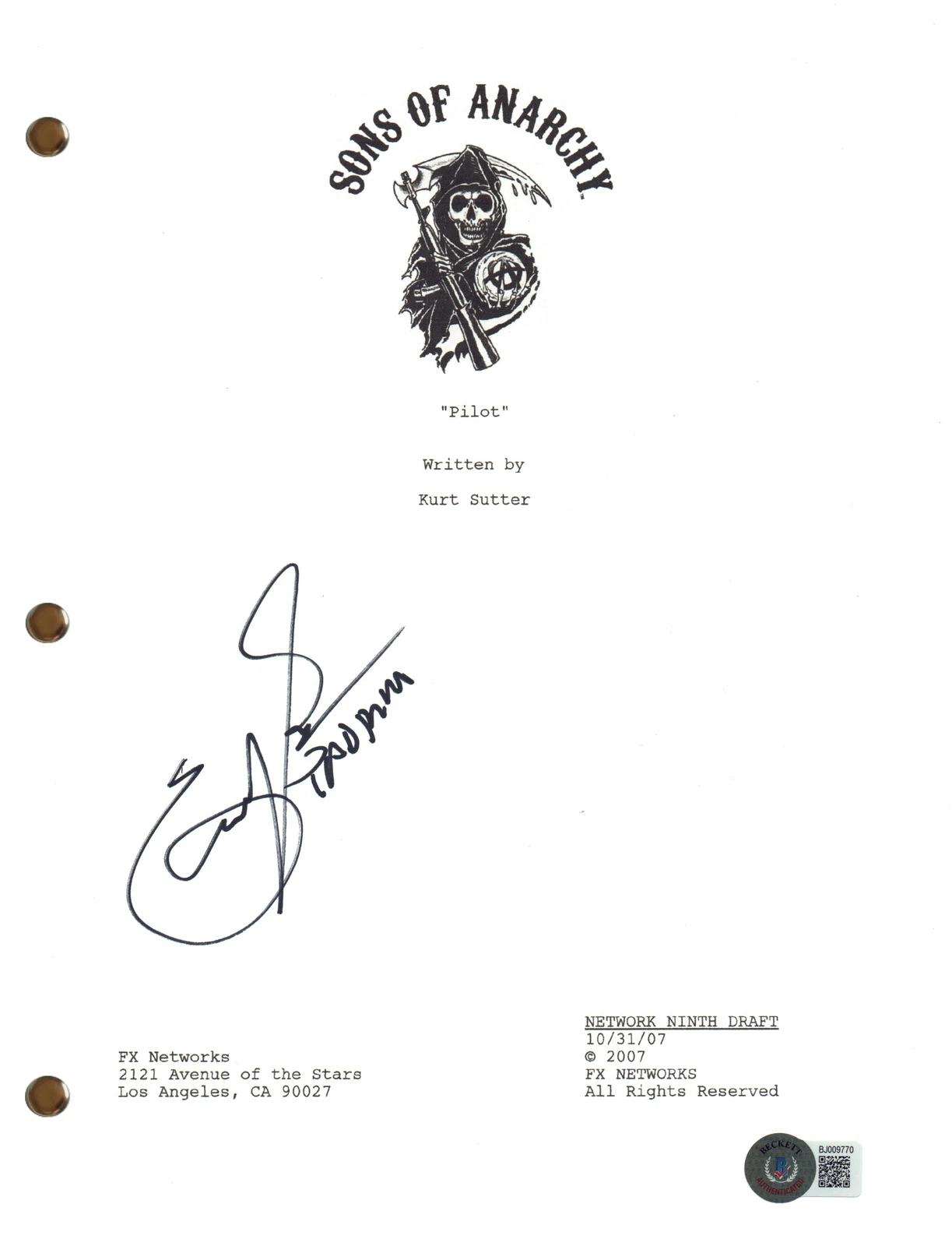 Emilio Rivera Signed Autograph Sons of Anarchy Pilot Episode Script Beckett COA