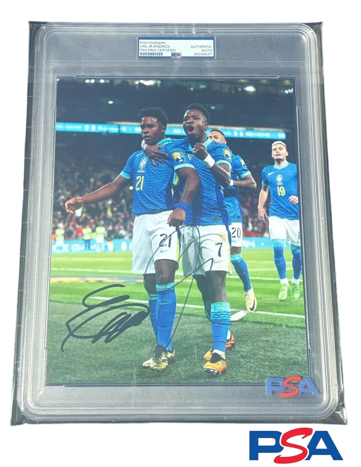 Vini Jr + Endrick Signed 8x10 Photo Auto Psa/Dna Encapsulated Brazil Real Madrid