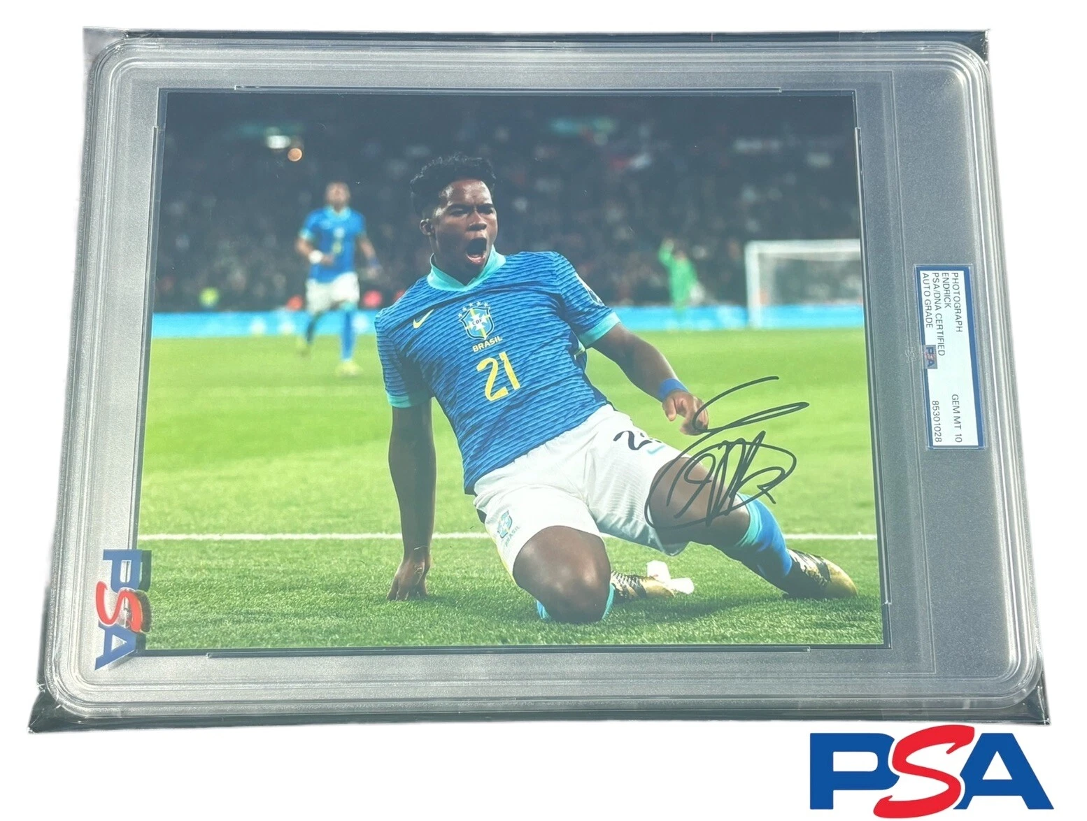 Endrick Signed 8x10 Photo Psa/Dna Encapsulated GEM MT 10 AUTO Brazil Real Madrid