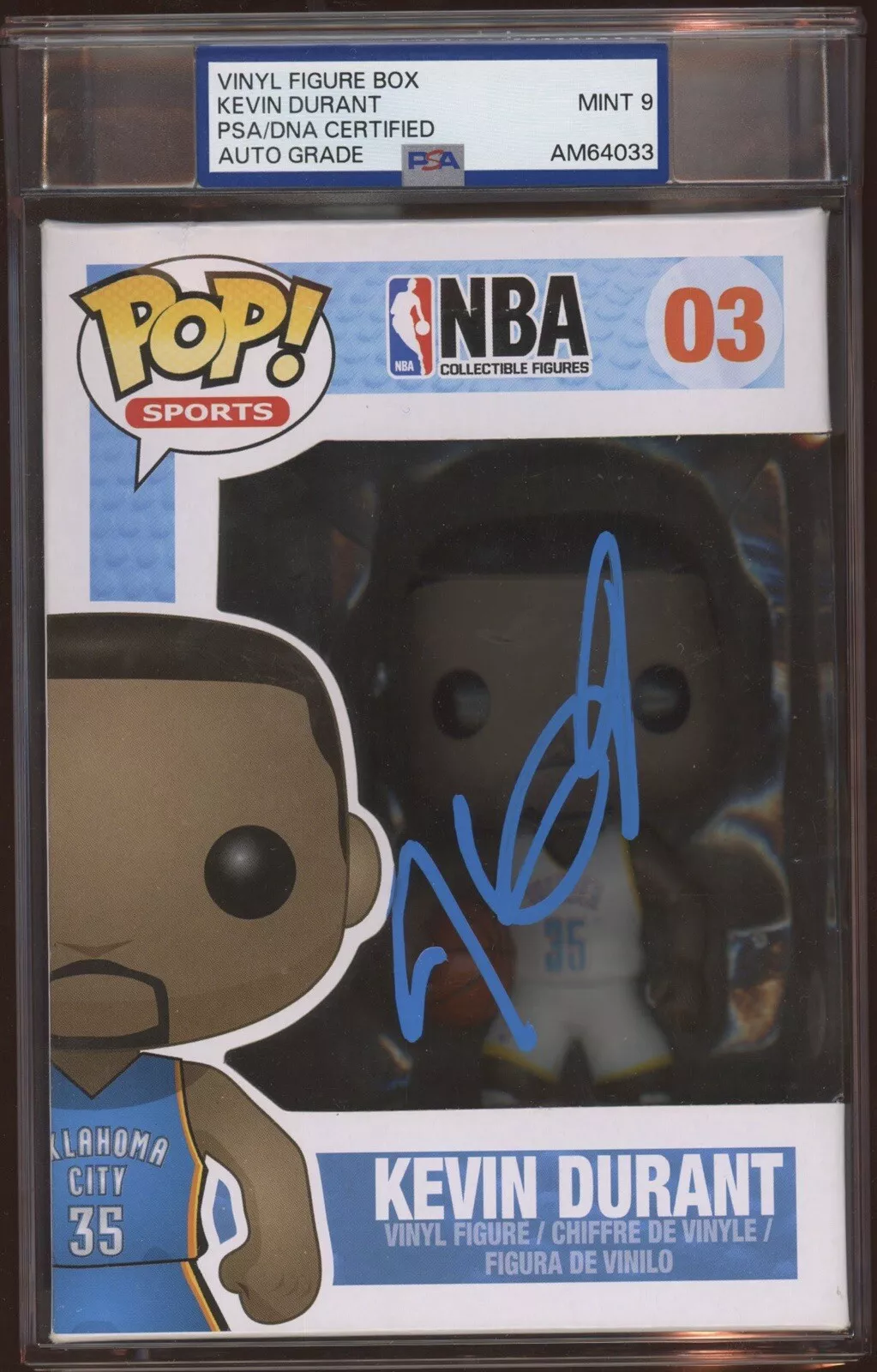 Kevin Durant Signed Vaulted Funko Pop #03 Psa/Dna Encapsulated MINT 9 AUTO
