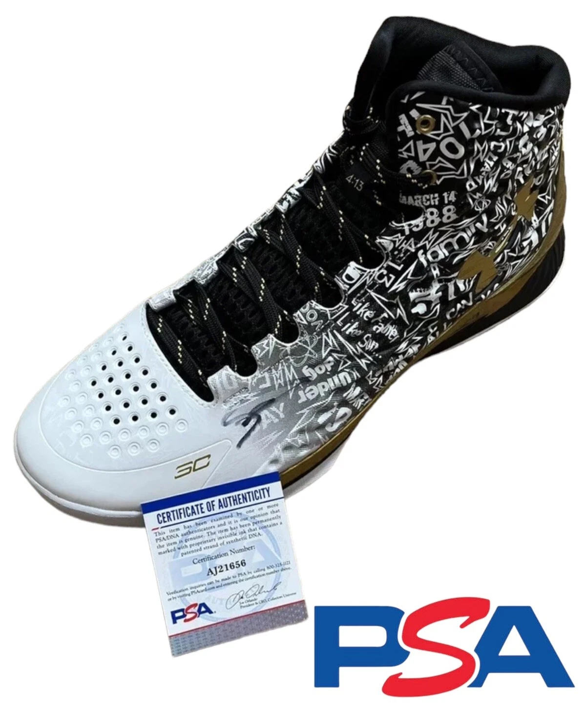Stephen Curry Signed Autographed 2014-15 Gold MVP Shoe Psa/Dna Size 13 Warriors