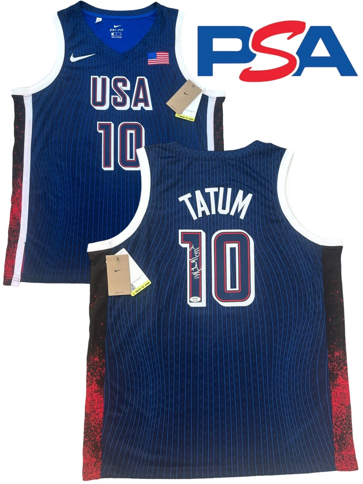 Mike Krzyzewski Coach K Signed 2024 Olympics USA #10 Tatum Jersey Psa/Dna Duke