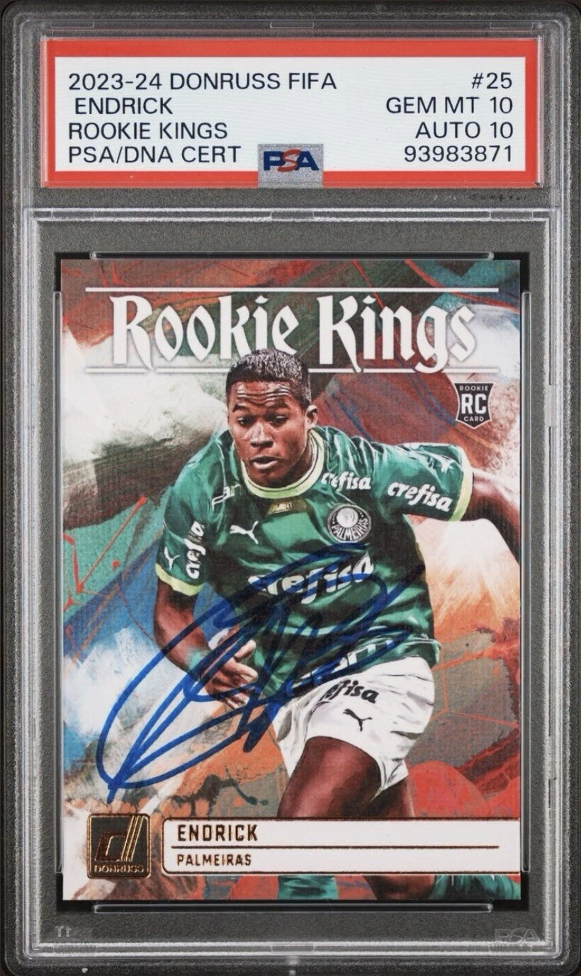 2023 Donruss FIFA #25 Endrick Signed Rookie Kings Card Auto Psa GEM MINT 10/10