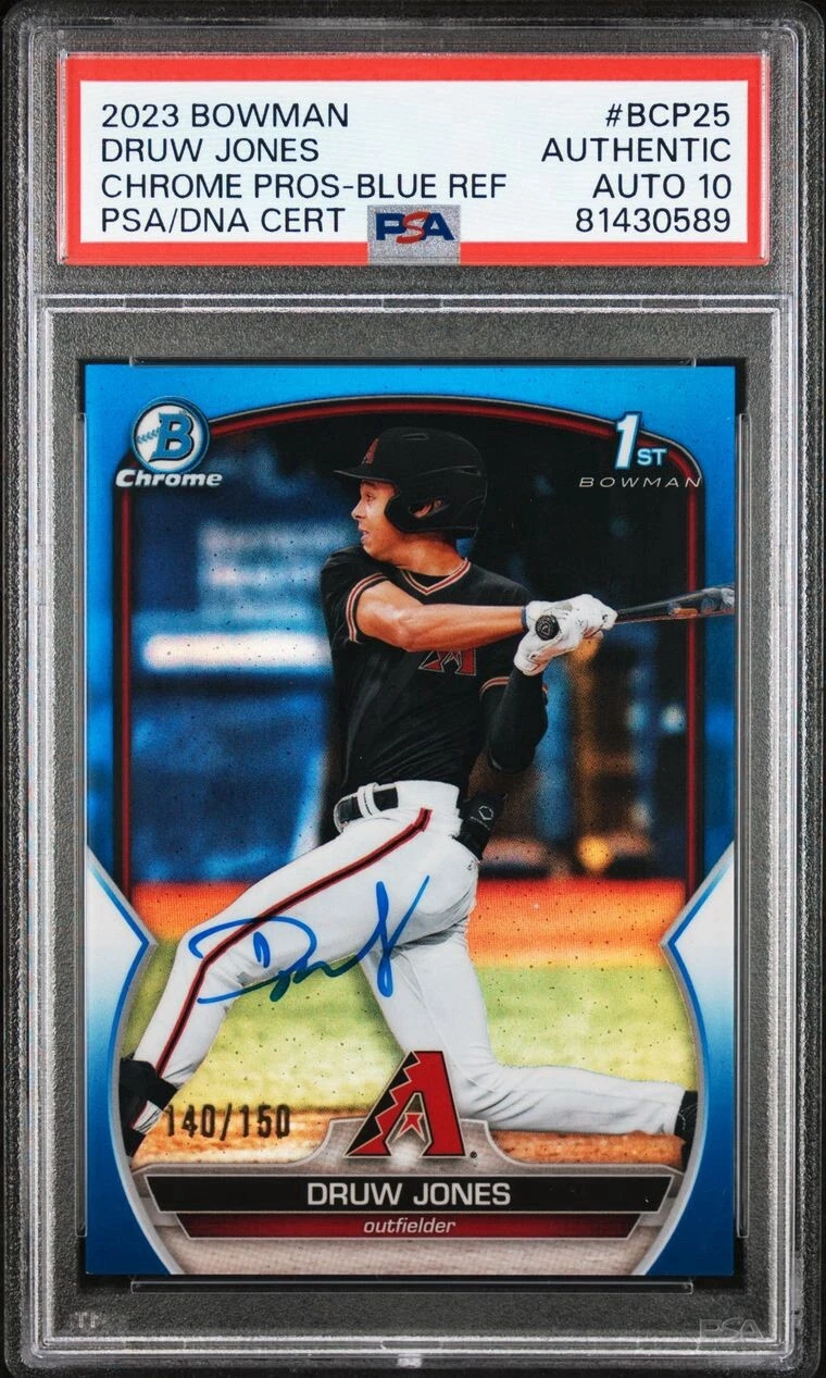 2023 Bowman Chrome Pros #BCP25 Druw Jones Blue Refractor /150 Psa GEM MT 10 AUTO