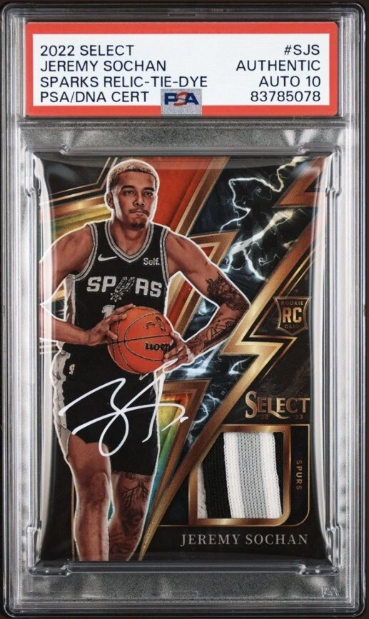 2022 Select Jeremy Sochan Rookie Sparks Relic Tie Dye RPA /25 Psa GEM MT 10 AUTO