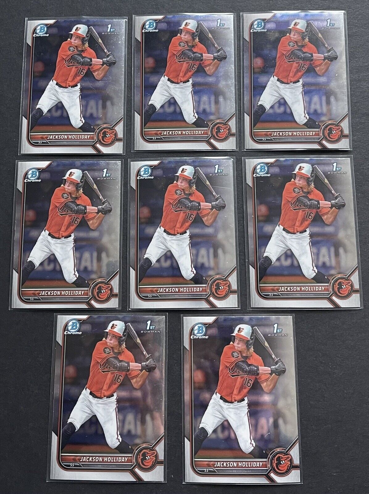 (8) 2022 Bowman Draft Chrome Jackson Holliday BDC #168 Orioles Lot 1st