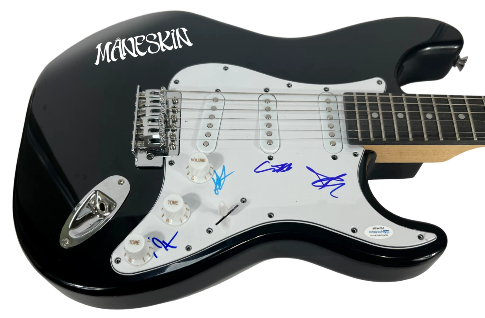 MANESKIN Signed Electric Guitar Damiano David x4 Full Band Autograph ACOA COA
