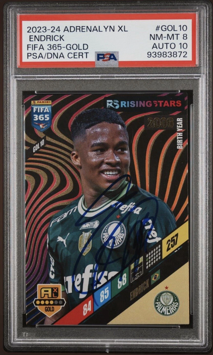 2023 Panini Adrenalyn XL Endrick Signed FIFA Gold Rookie Card Psa 8/GEM 10 AUTO