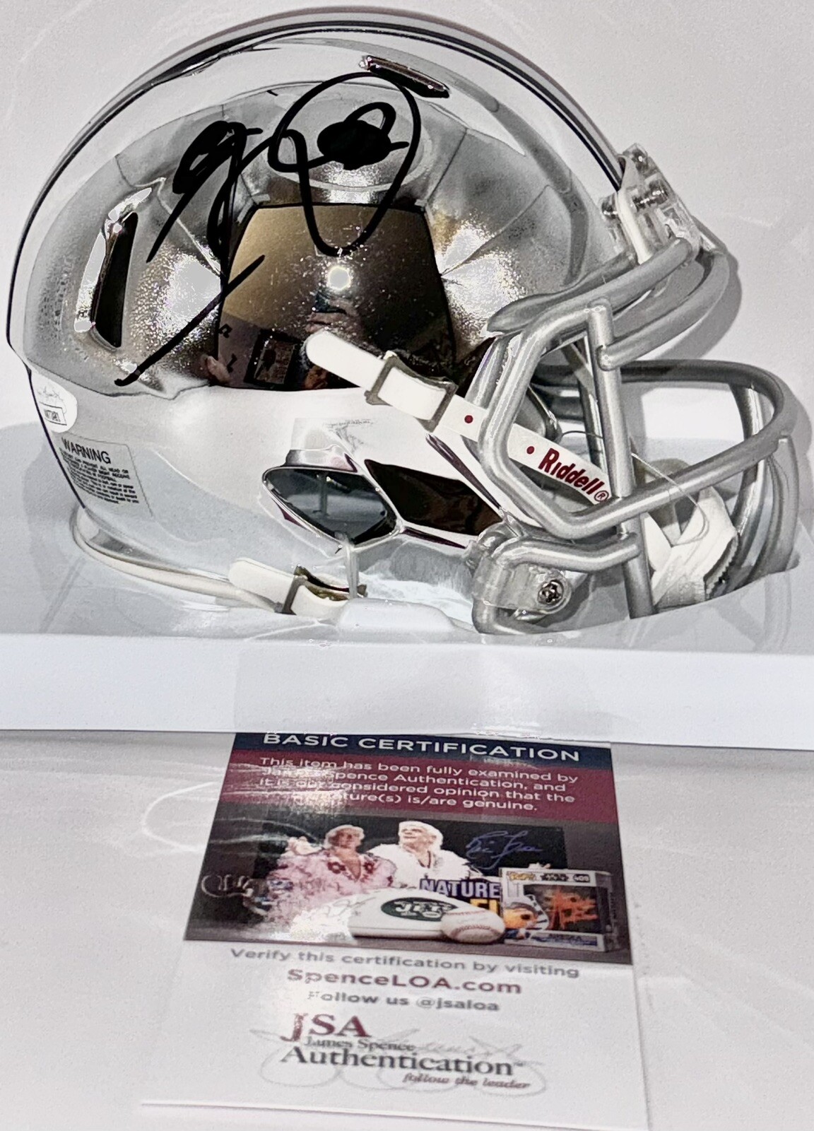 Eddie George Signed Autographed Chrome Ohio State Buckeyes Mini Helmet JSA COA