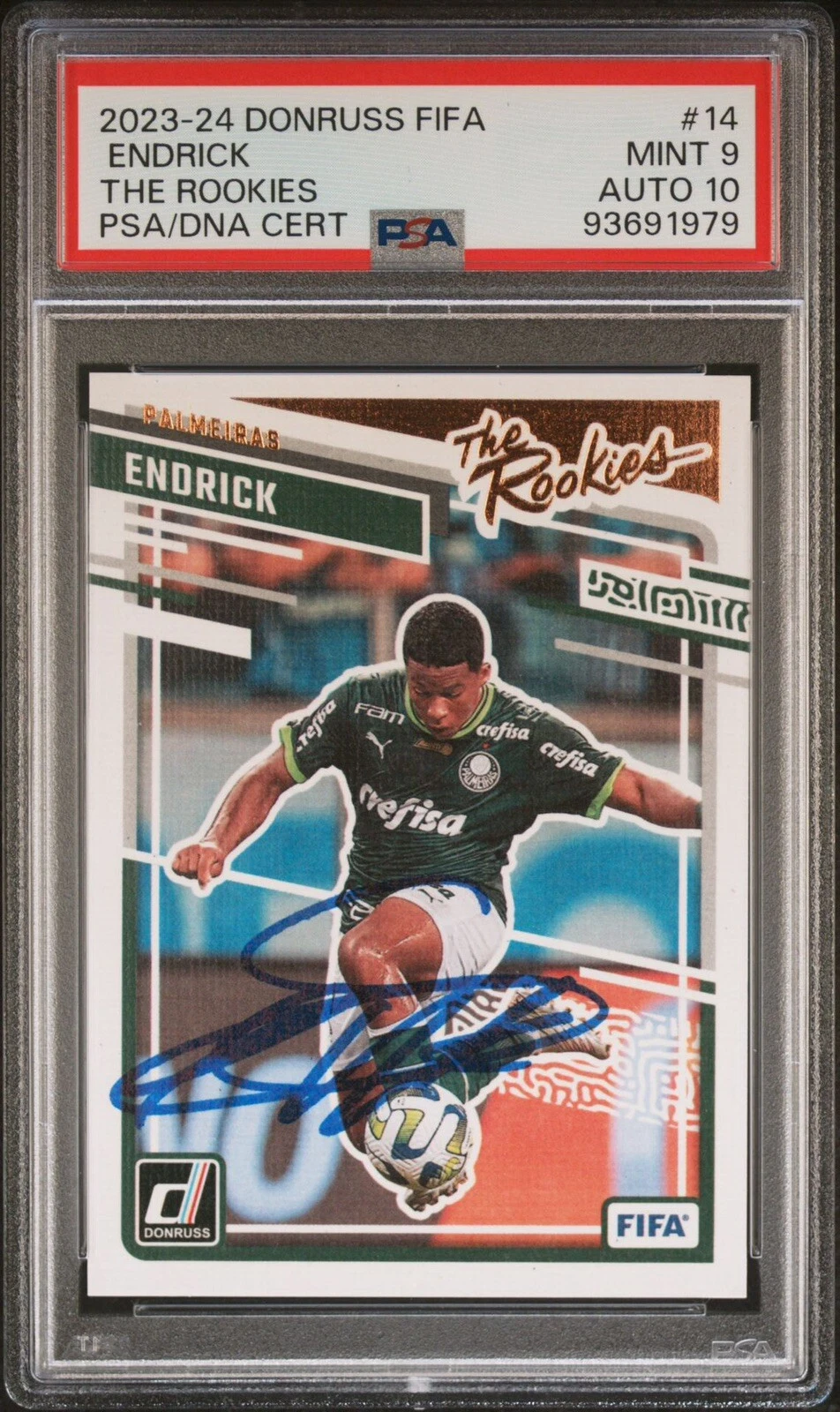 2023 Donruss FIFA #14 Endrick Signed The Rookies Card Psa MINT 9/GEM MT 10 AUTO