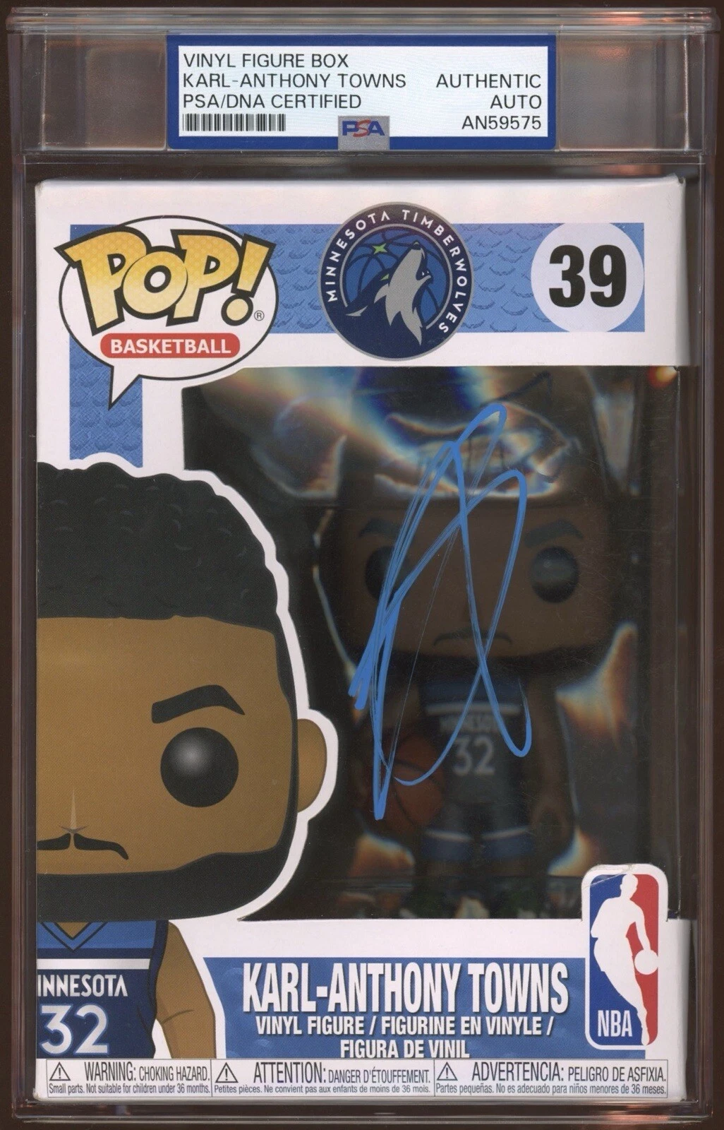 Karl-Anthony Towns Signed Funko Pop Auto #39 Psa/Dna Encapsulated Timberwolves