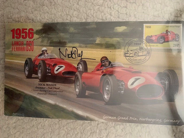 NICK MASON SIGNED FERRARI RACING FDC    10/201     PINK FLOYD    JSA+PSA SLABBED