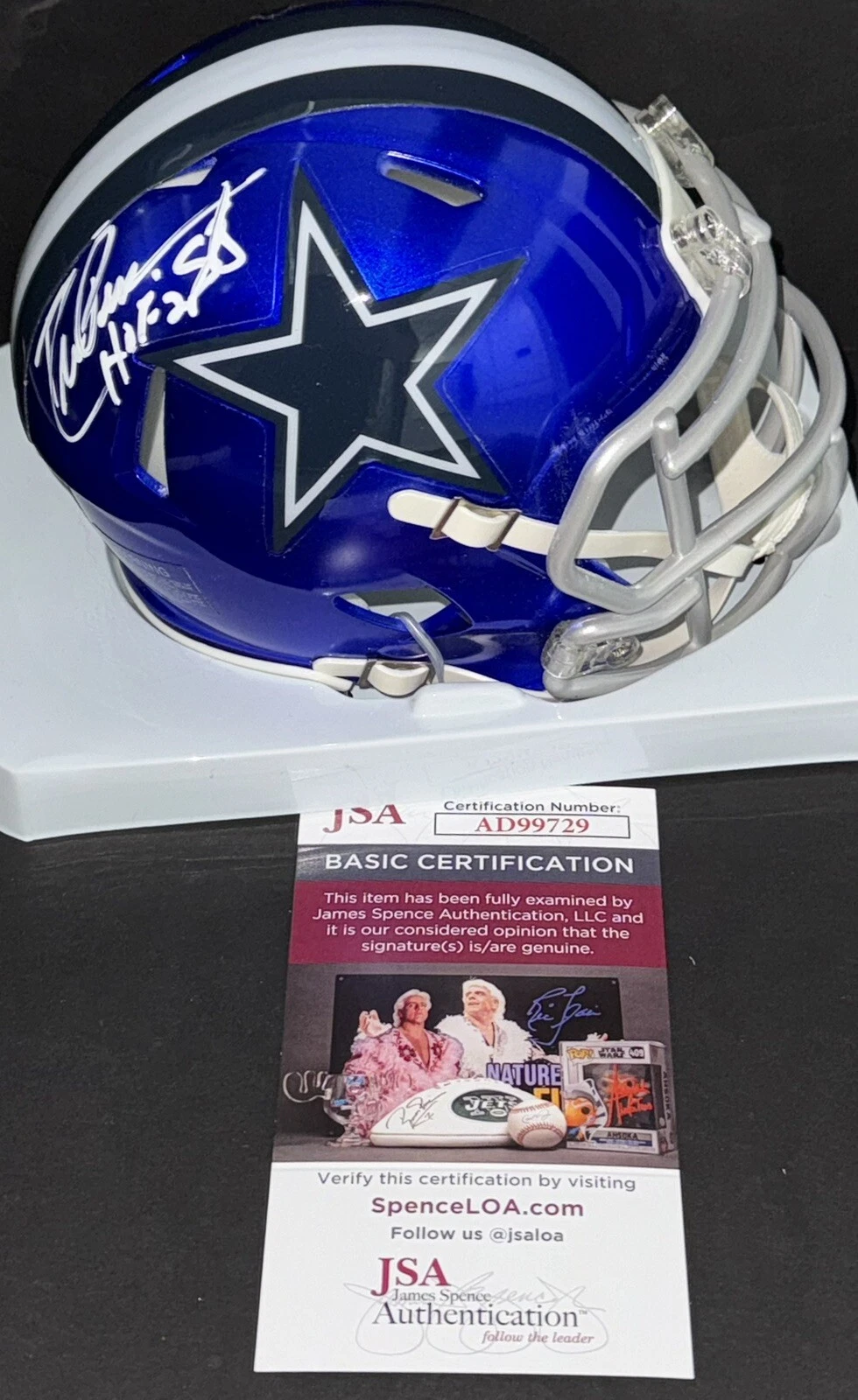 Drew Pearson Signed Autographed Dallas Cowboys Flash Mini Helmet JSA