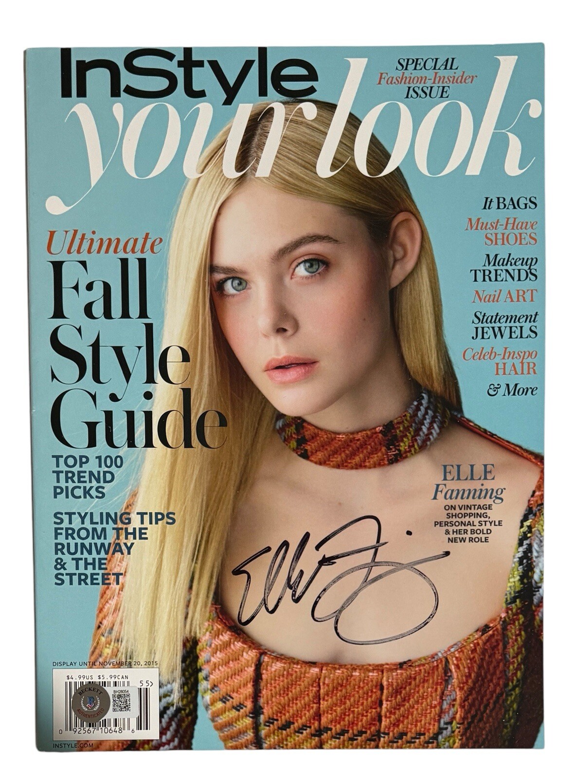 Elle Fanning Signed Autograph InStyle Magazine Your Look 2015 Beckett COA