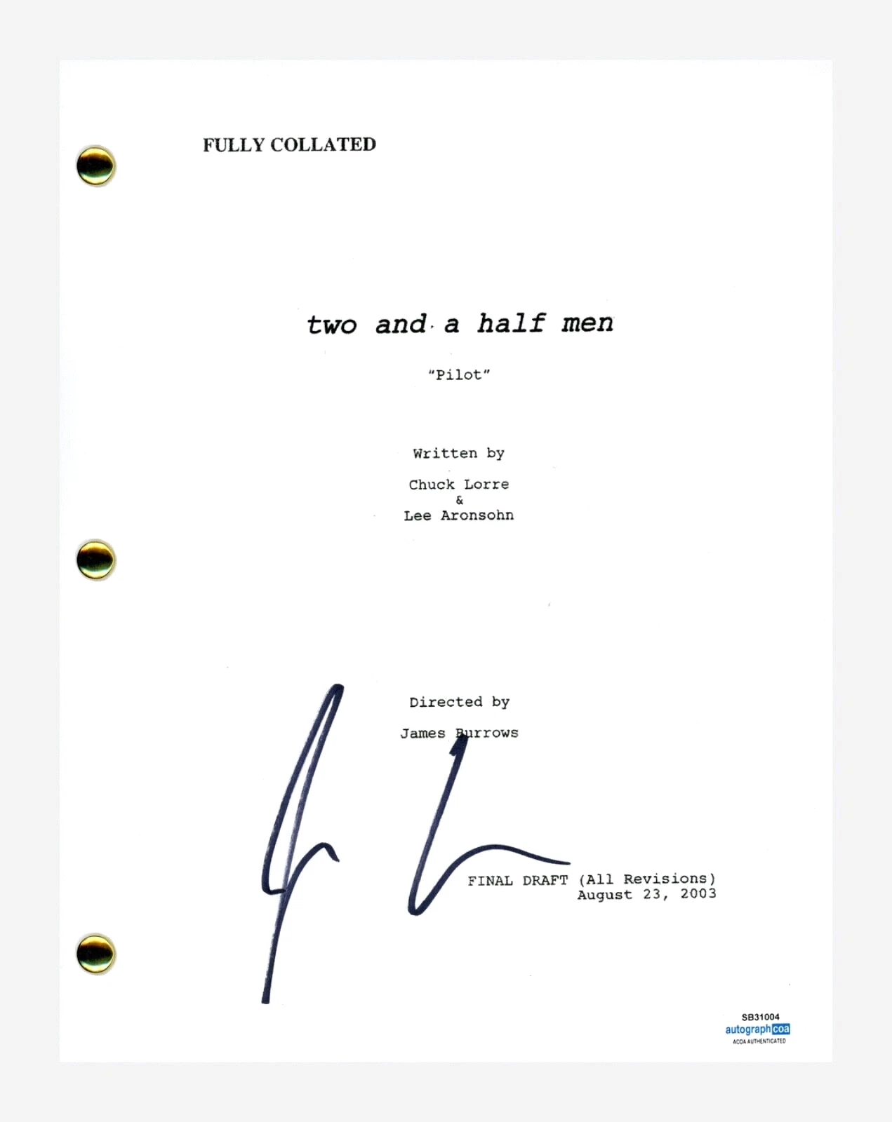 JON CRYER Signed TWO AND A HALF MEN Autograph Pilot Script Full Screenplay ACOA
