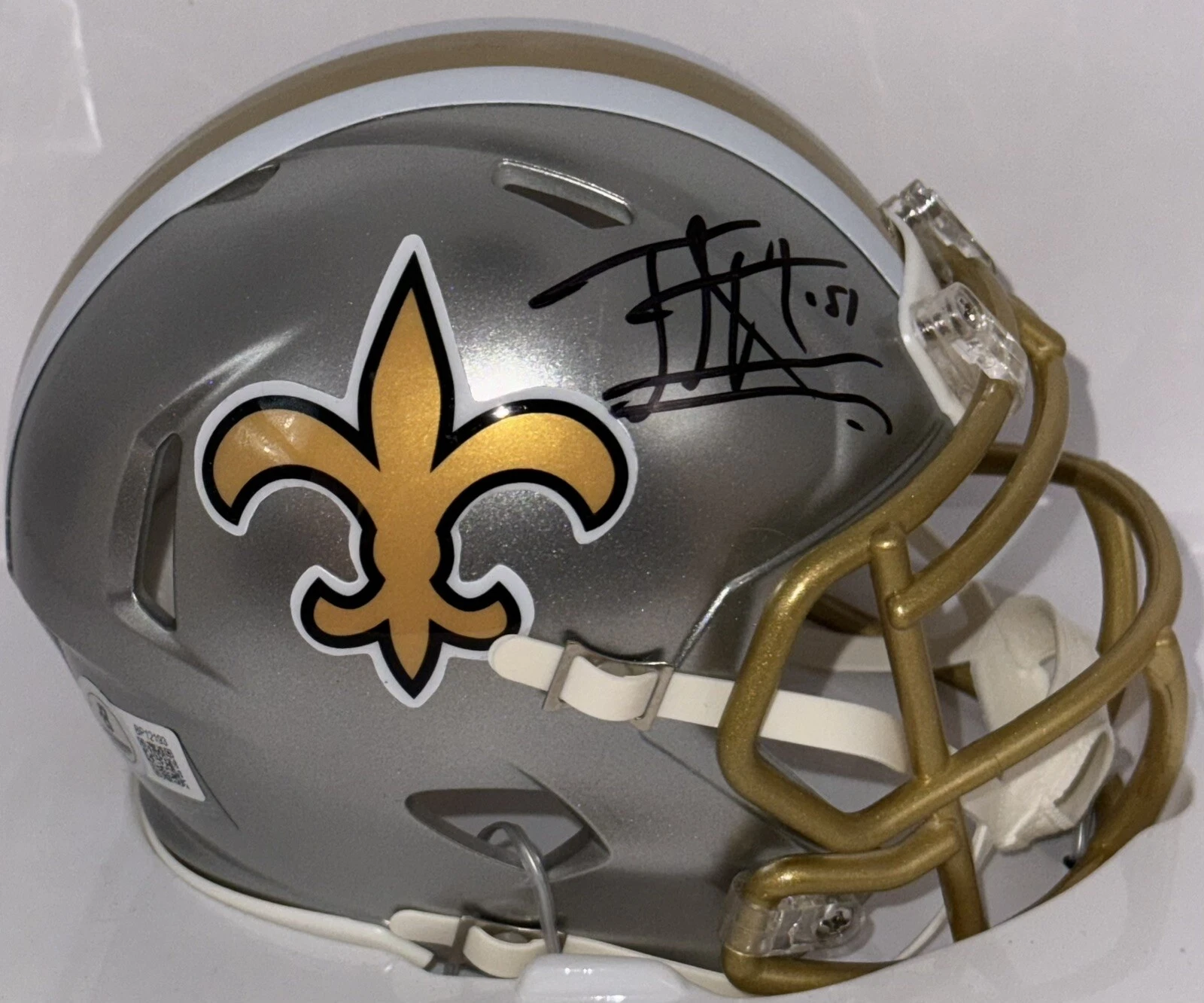 Jonathan Vilma Signed Autographed New Orleans Saints Flash Mini Helmet Beckett