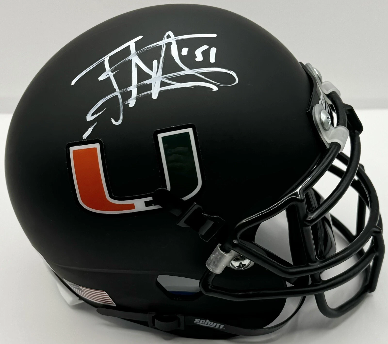 Jonathan Vilma Signed Autographed Miami Hurricanes Mini Helmet Beckett COA