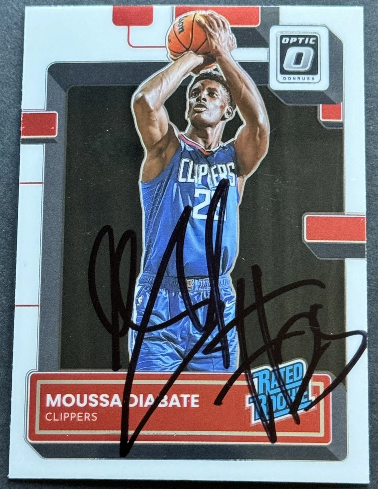 Moussa Diabate Signed Auto 2022-2023 Donruss Optic Rookie Card Clippers Beckett