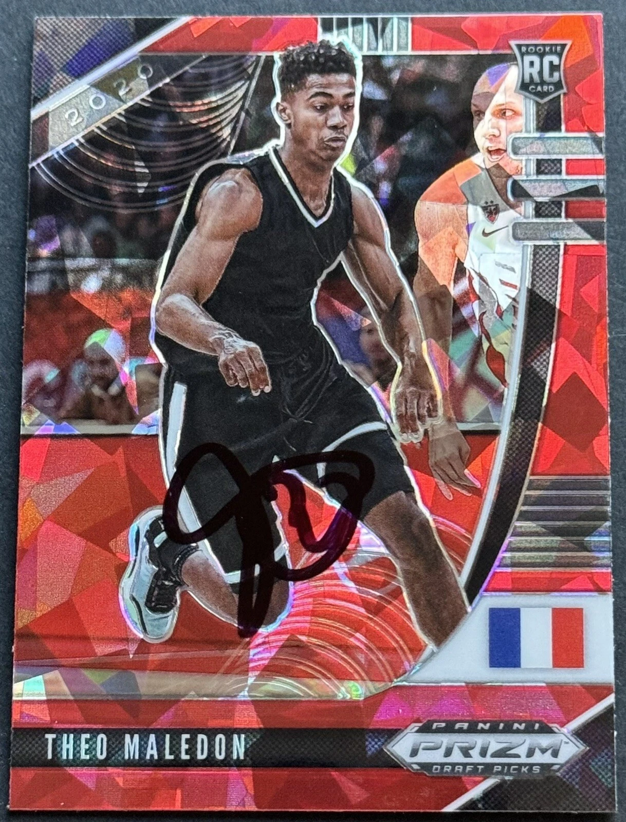 Theo Maleldon Signed 2020-2021 Prizm Red Cracked Ice Rookie Card Beckett COA