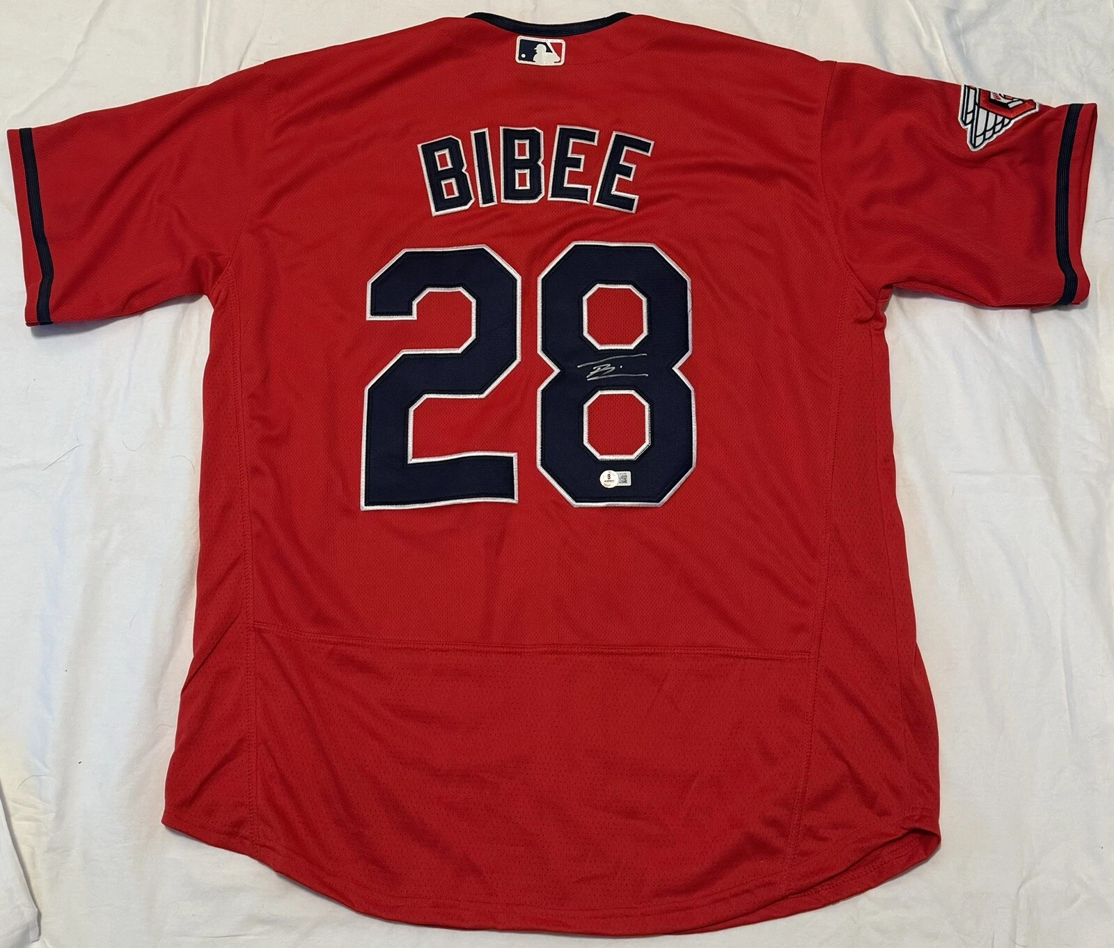 Tanner Bibee Signed Auto Cleveland Guardians Red Alternate Jersey Beckett COA