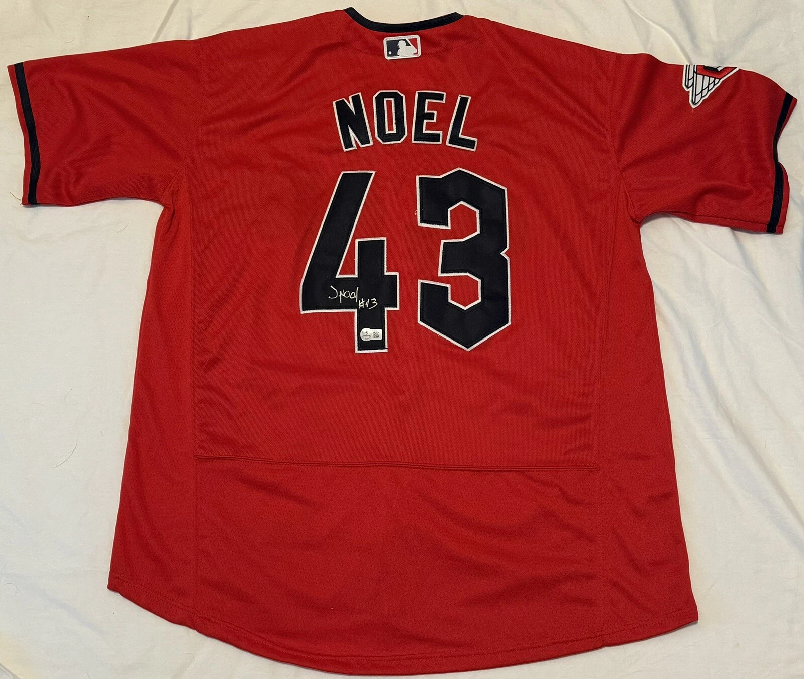 Jhonkensy Noel Signed Auto Cleveland Guardians Red Alternate Jersey Beckett COA