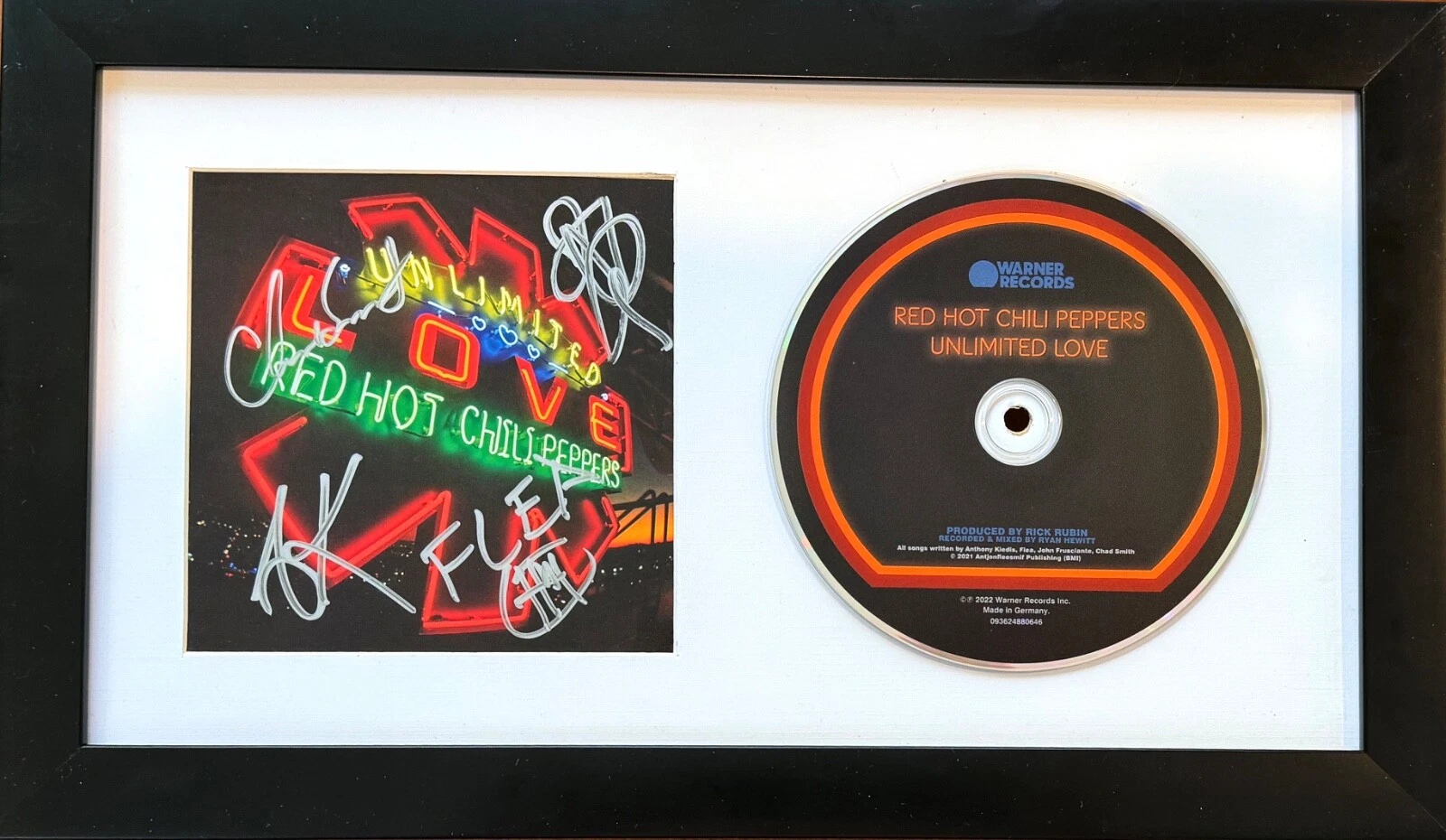 RED HOT CHILI PEPPERS Signed UNLIMITED LOVE CD Framed Autograph Band Beckett COA