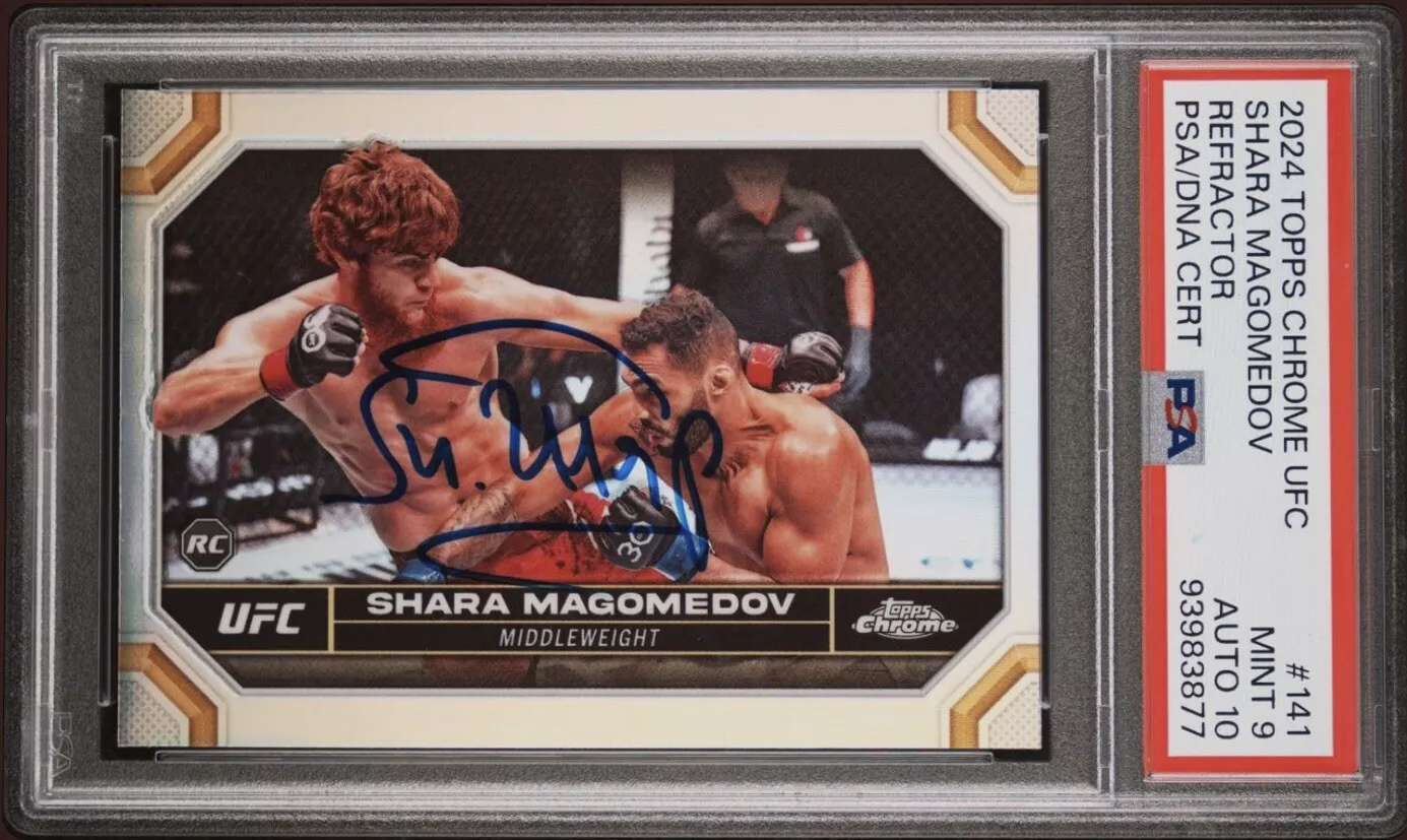 2024 Topps Chrome UFC #141 Shara Magomedov Refractor Rookie Auto Psa MINT 9/10